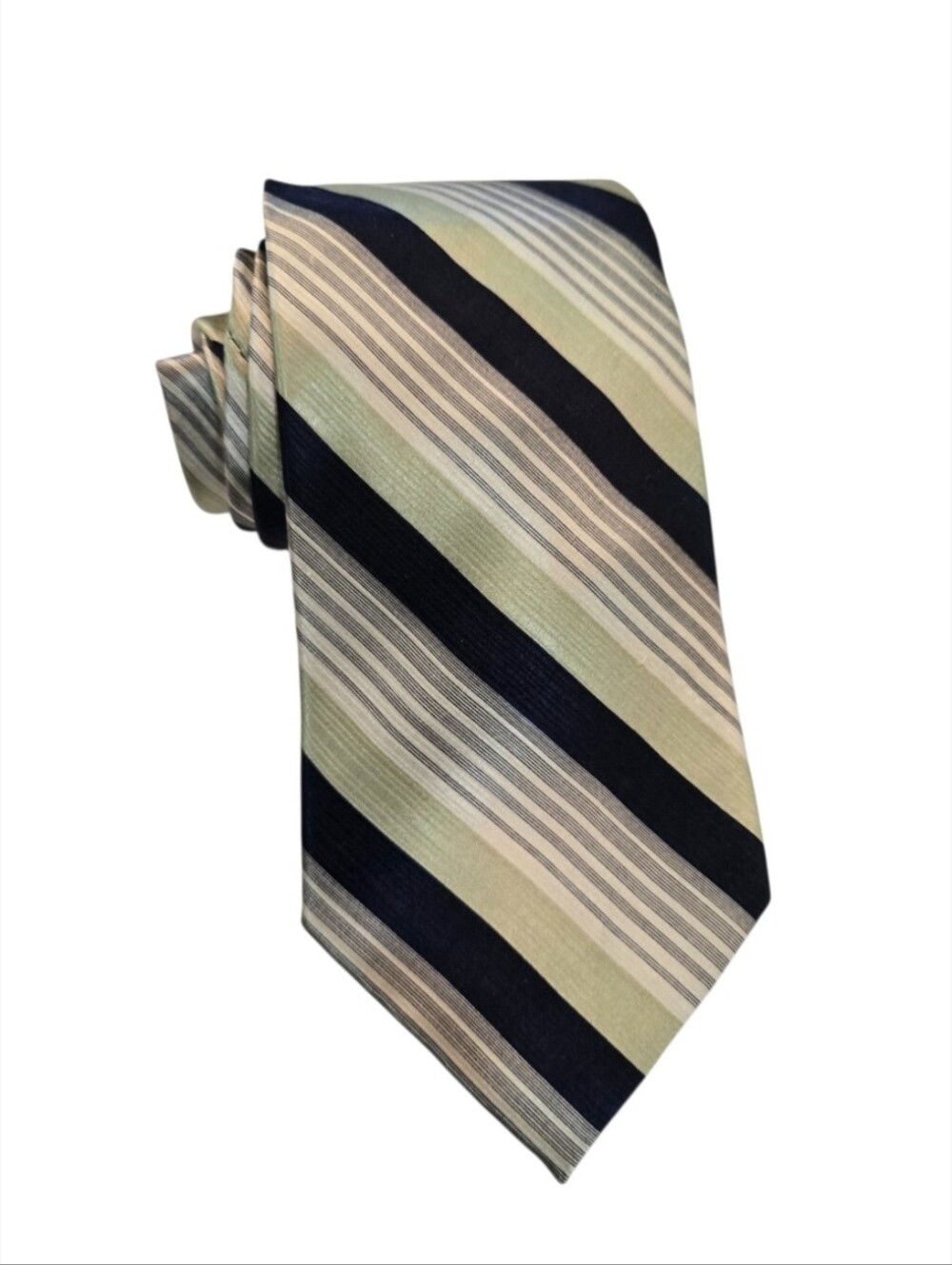 Adolfo Men's Striped Green & Navy Tie - Classic Formal Accessory 4" Wide